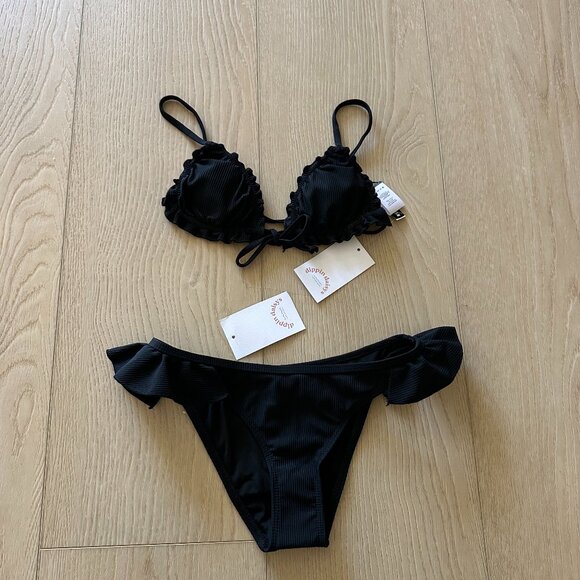Dippin' Daisy's - Black - Bella bikini top & Lillian bikini bottom - NWT X-Small - Picture 1 of 9